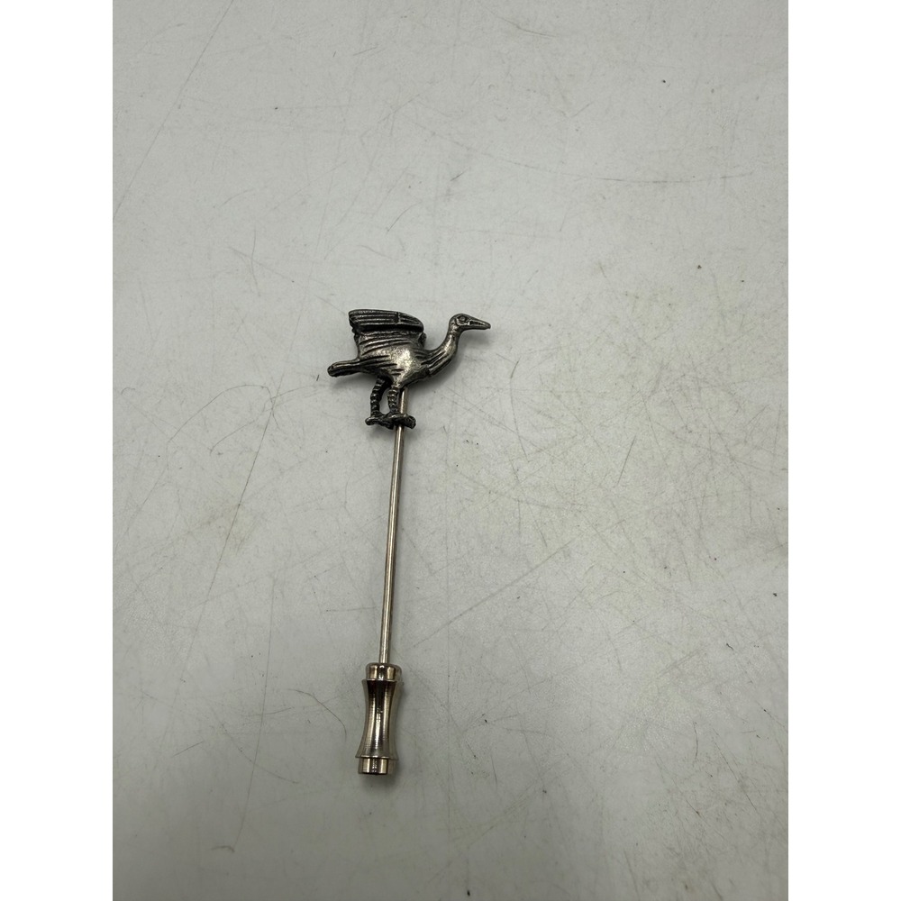 Vintage Silver Tone Bird Stick Pin Crane Heron Lapel Scarf Hat Pin Accessory